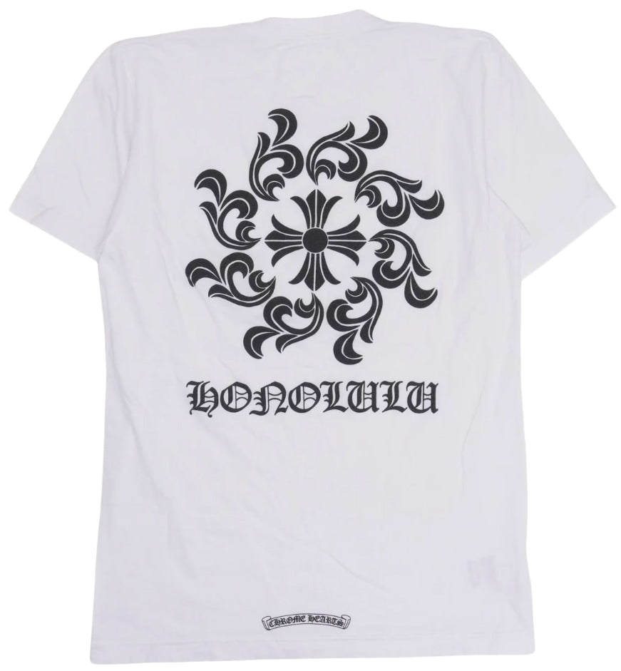 CHROME HEARTS 'HONOLULU CROSS' WHITE POCKET TEE