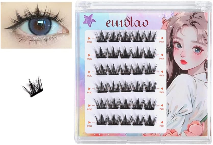 Partial False Eyelashes, No Glue, No Glue, No Glue, 3D False Eyelashes, No Glue Required, Partial False Eyelashes, Beginners, Easy to Install, Three-Dimensional, Cute, Natural Bunch, Popular (Round