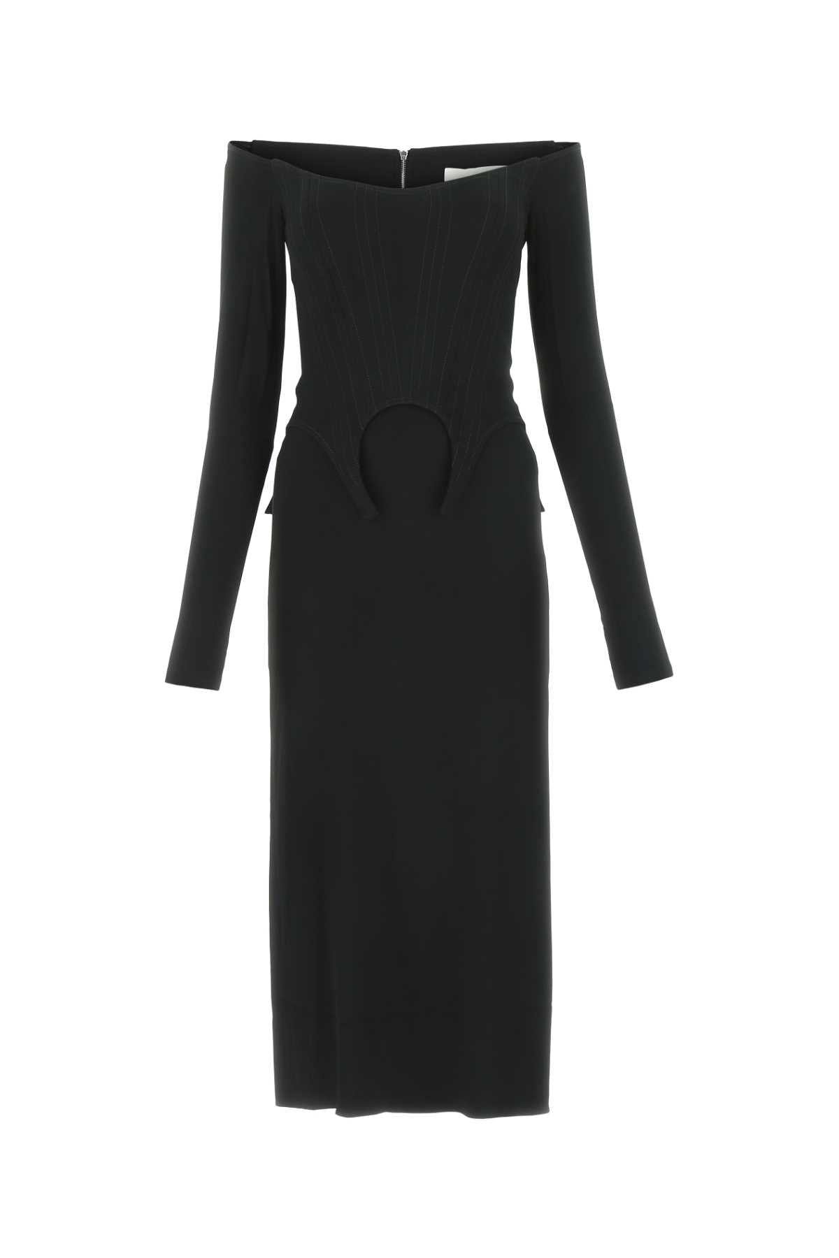 Dion Lee ディオンリーブラッククレープレディは肩のドレスから離れています - Image 2
