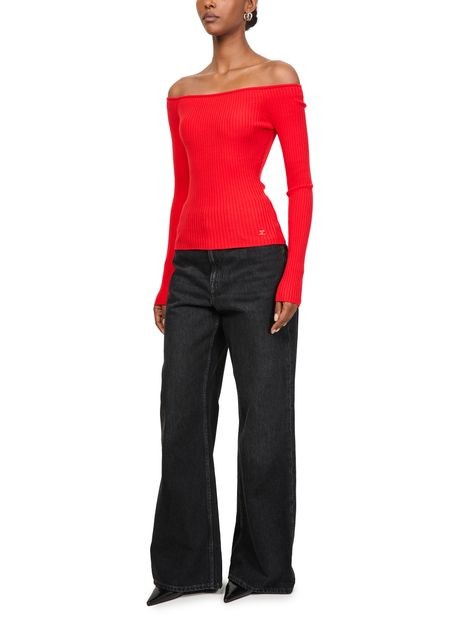 COURREGES Off shoulder rib knit top - Image 2