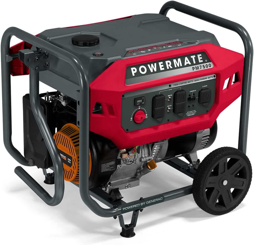 Powermate P0081600 PM7500 7500 Watt Gas Powered Portable Generator with 49-State/CSA Generac, Reliable and Versatile Power Solution