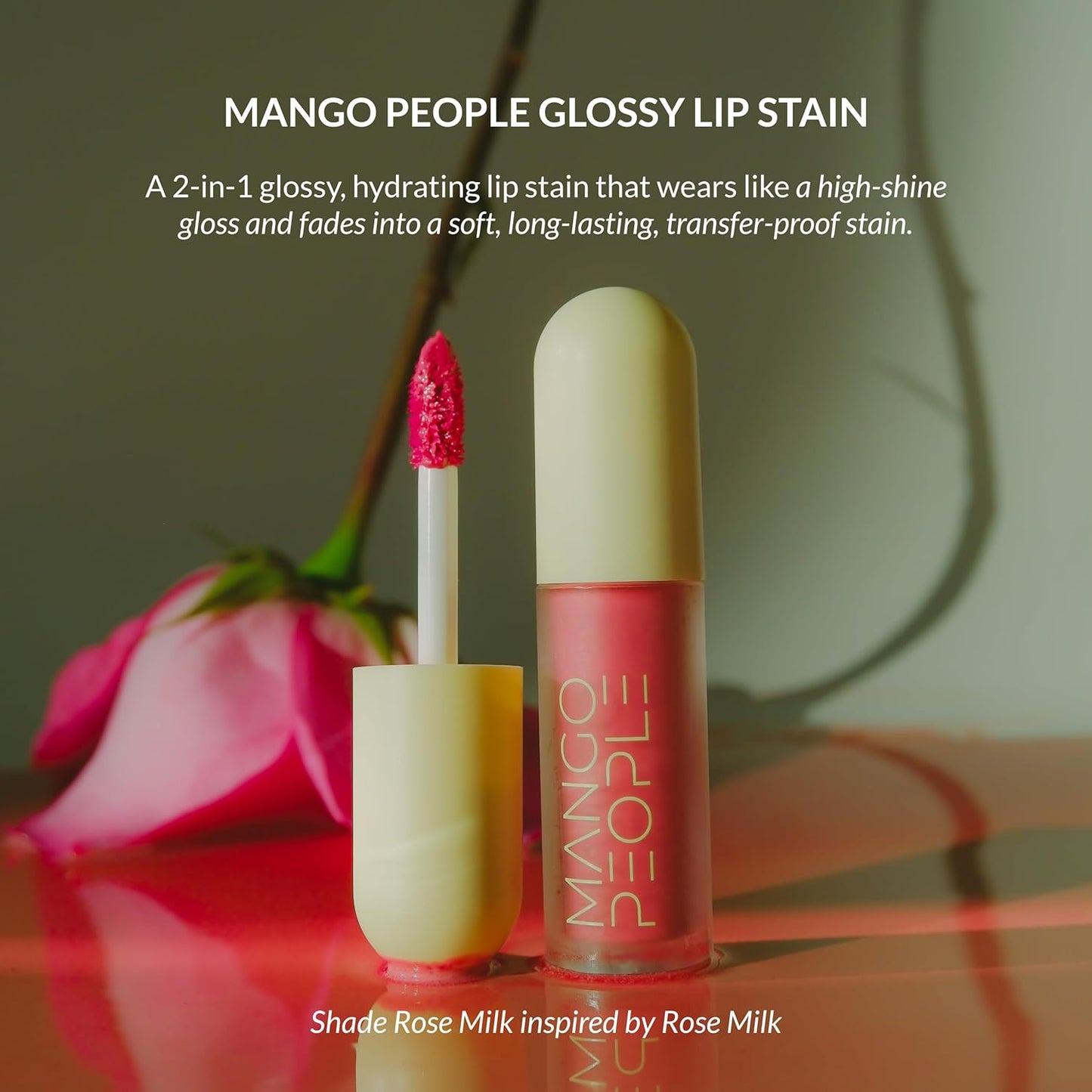 Mango People Tinte labial hidratante brillante de frutas, brillo 2 en 1 para manchas de larga duración, tinte y tinte de aceite, maquillaje de labios ligero con acabado de alto brillo para labios