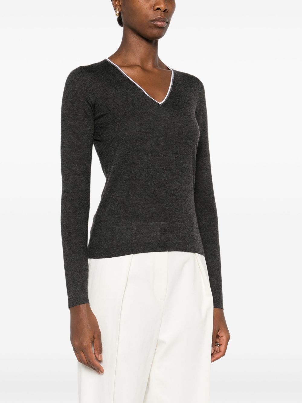Brunello Cucinelli CashmereとSilk V Necked Seater - Image 2