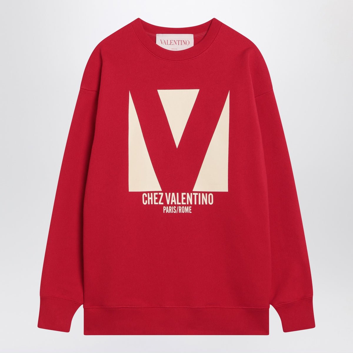 Valentino ヴァレンティーノの赤いスウェットシャツとChez Valentinoプリント - Image 2