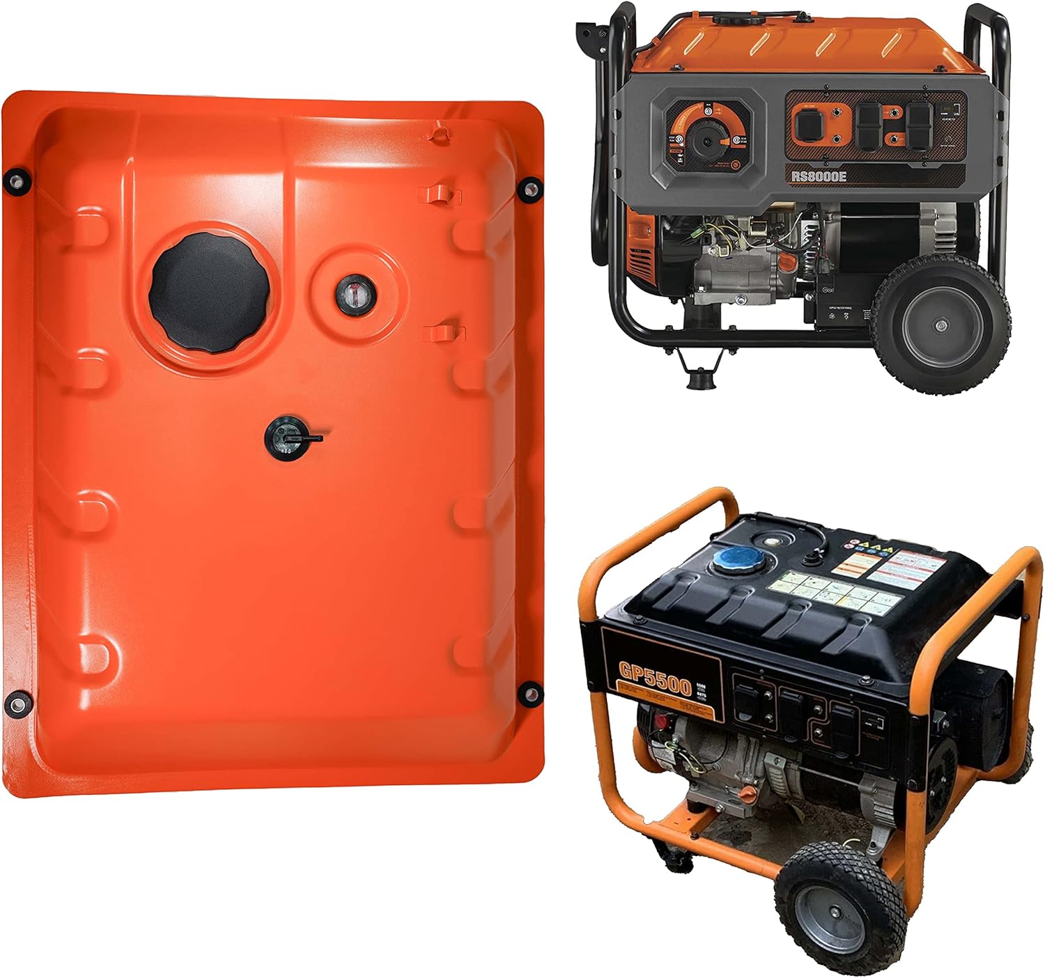 JMCHstore OEM 金属発電機 ガス燃料タンク Generac GP5500 GP6500 RS5500 RS7000E GP7500E RS8000E XT8000E XT8500EFI, 0H7510A / 0H75100SRV 5500w 6500 6500用 0w 7500w 70 389cc OHV ポータブル発電機 オレンジ