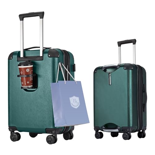 BlueSea BSSC08 Suitcase, Carrying Case, Carry Bag, Carry-on Bag, Grip Function, Expanded Size, 100% PC, TSA Lock, Double Casters with Hook Function, Cup Holder, Silent, Shock Resistant, Ultra