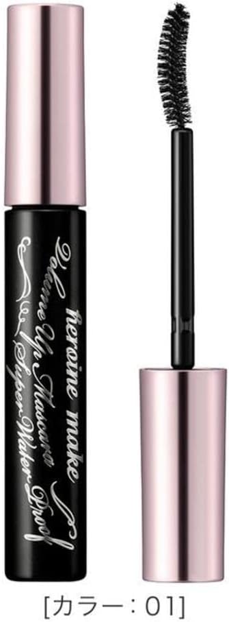 Heroine Makeup, Volume Up Mascara, Super WP 01, Black, 0.2 oz (6 g), Resistant to Tears, Sweat, Water, Sebum, Rubbing, Waterproof Formula