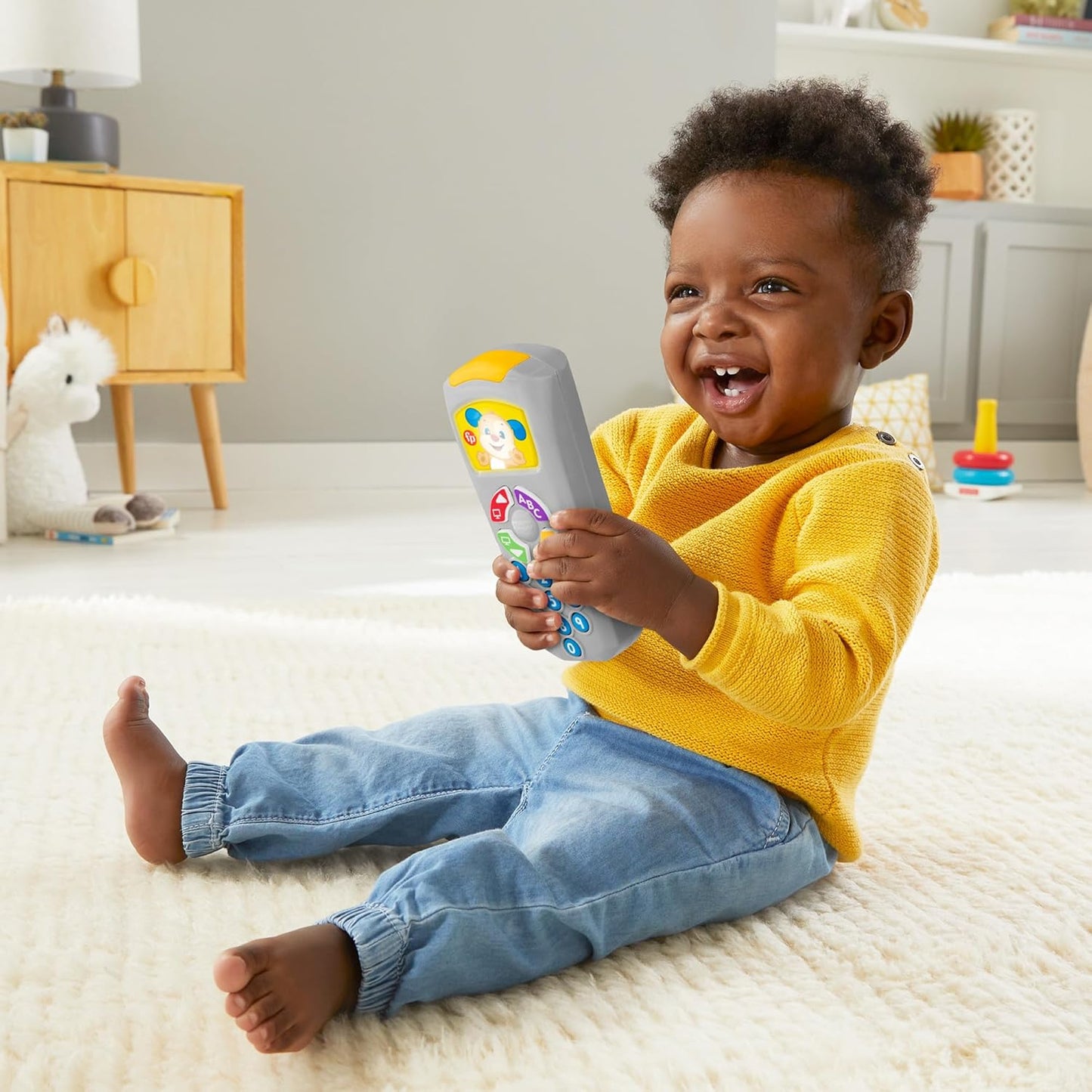 Fisher Price Puppy Bilingual Remote Control Baby Toddler Toy Educational Learning Toy Early Development Activity Toy English Foreign Language 6 Months and Up Gray JNH88