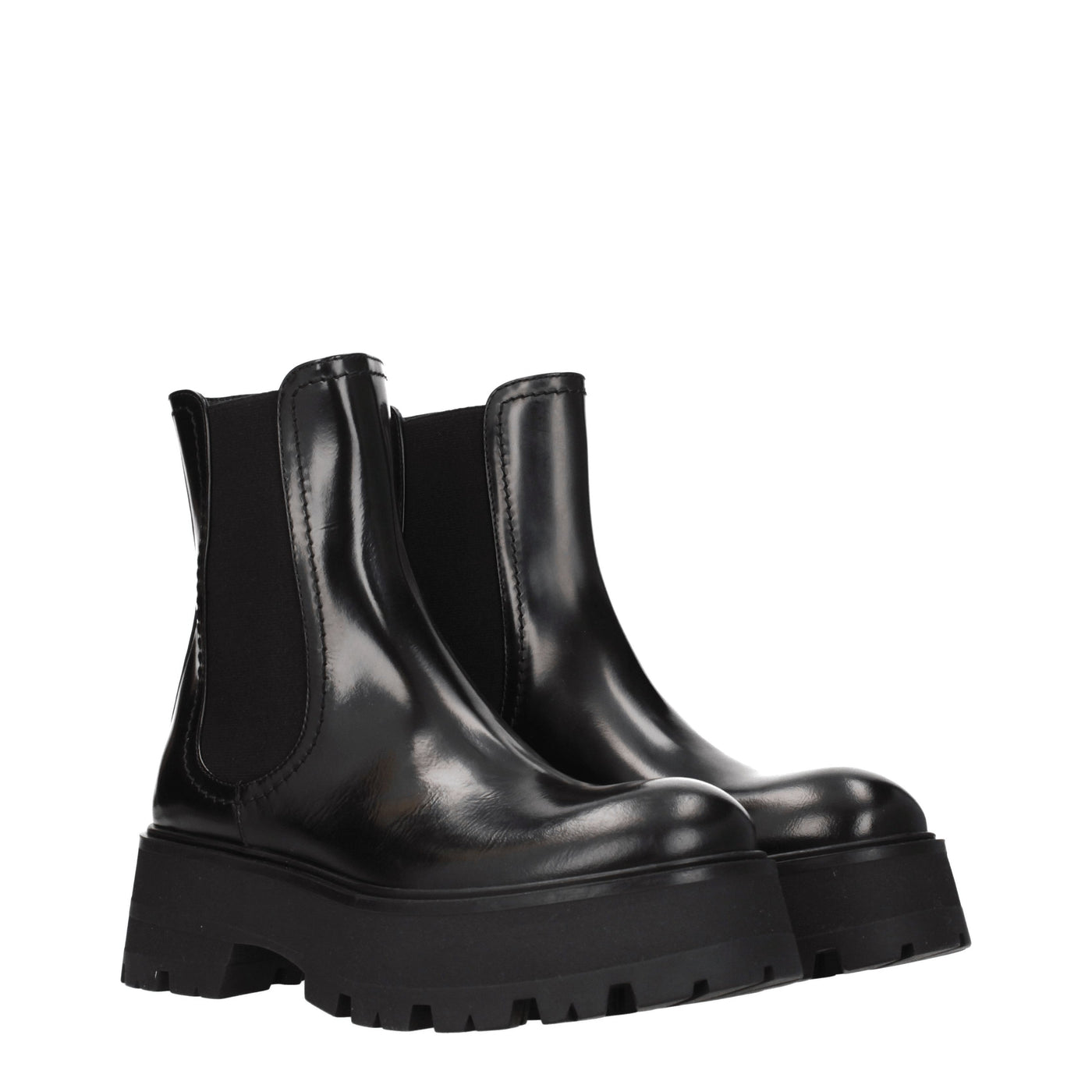 Alexander McQueen アレクサンダー・マックイーンの女性 'S 革のブーツブラック/ブラック - Image 2