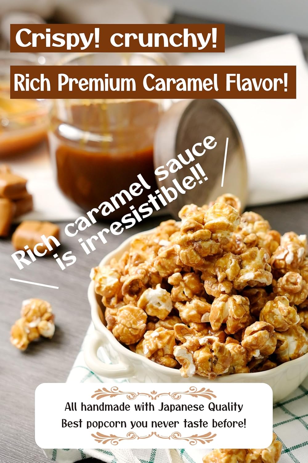 Premium Caramel Popcorn (15.2 oz (450 g), Large Capacity, Commercial Use, Good Cost Performance), Finished Product, Popcorn, Gourmet Popcorn (Watching Movies, Cultural Festivals, Parties, Halloween