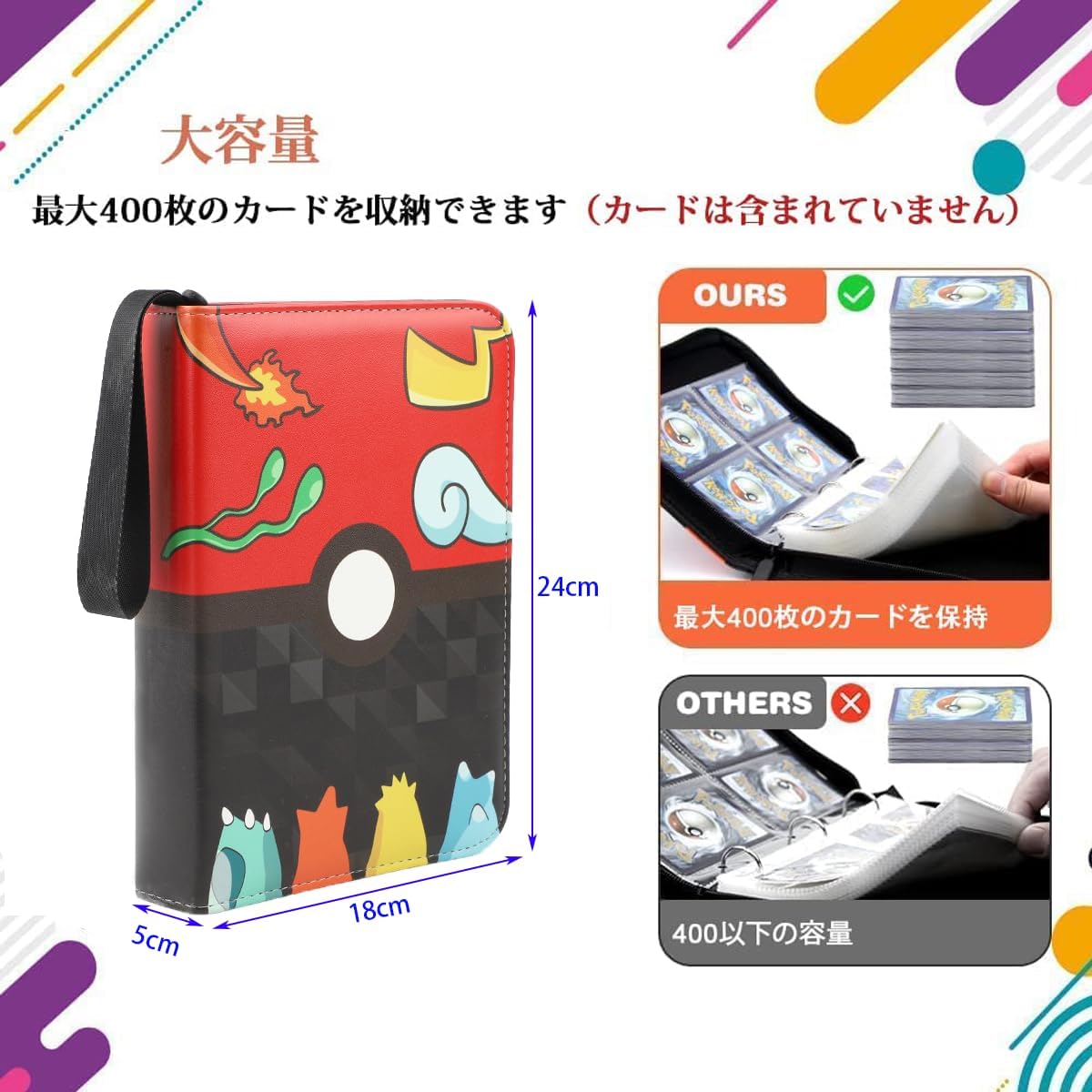 Card File, Collection Card Binder, Collection File, 4 Sheets, 50 Pages, Holds 400 Sheets, Large Capacity, PU Coat, Card Sheet, Carding Card Size, Compatible with Star Card and Other Cards (E)