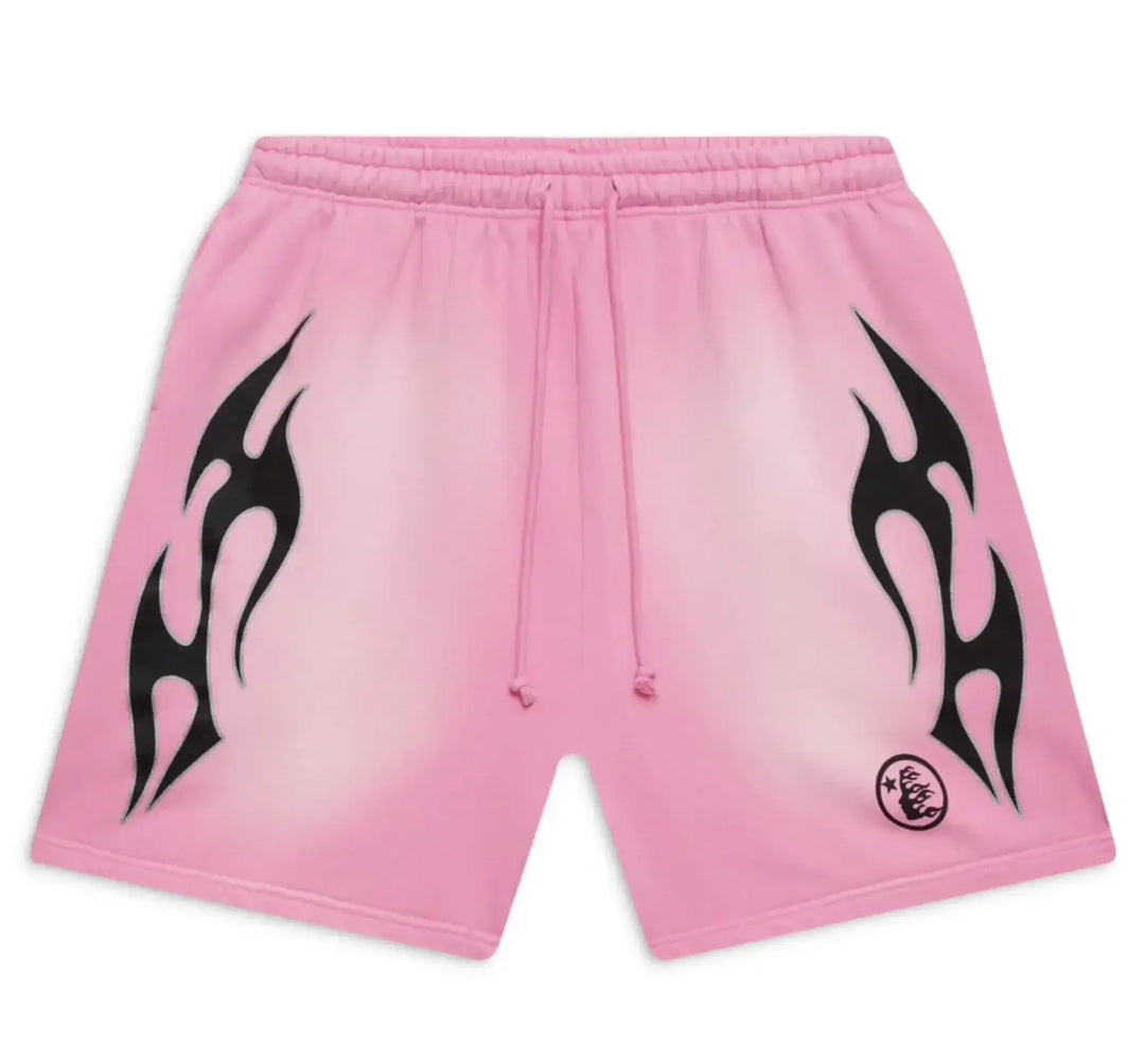 HELLSTAR 'PINK' SPORTS FLAME ZIP UP SWEATSHORT SET