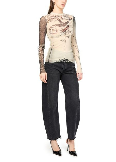 JEAN PAUL GAULTIER Double layer printed mesh long sleeves top - Image 2