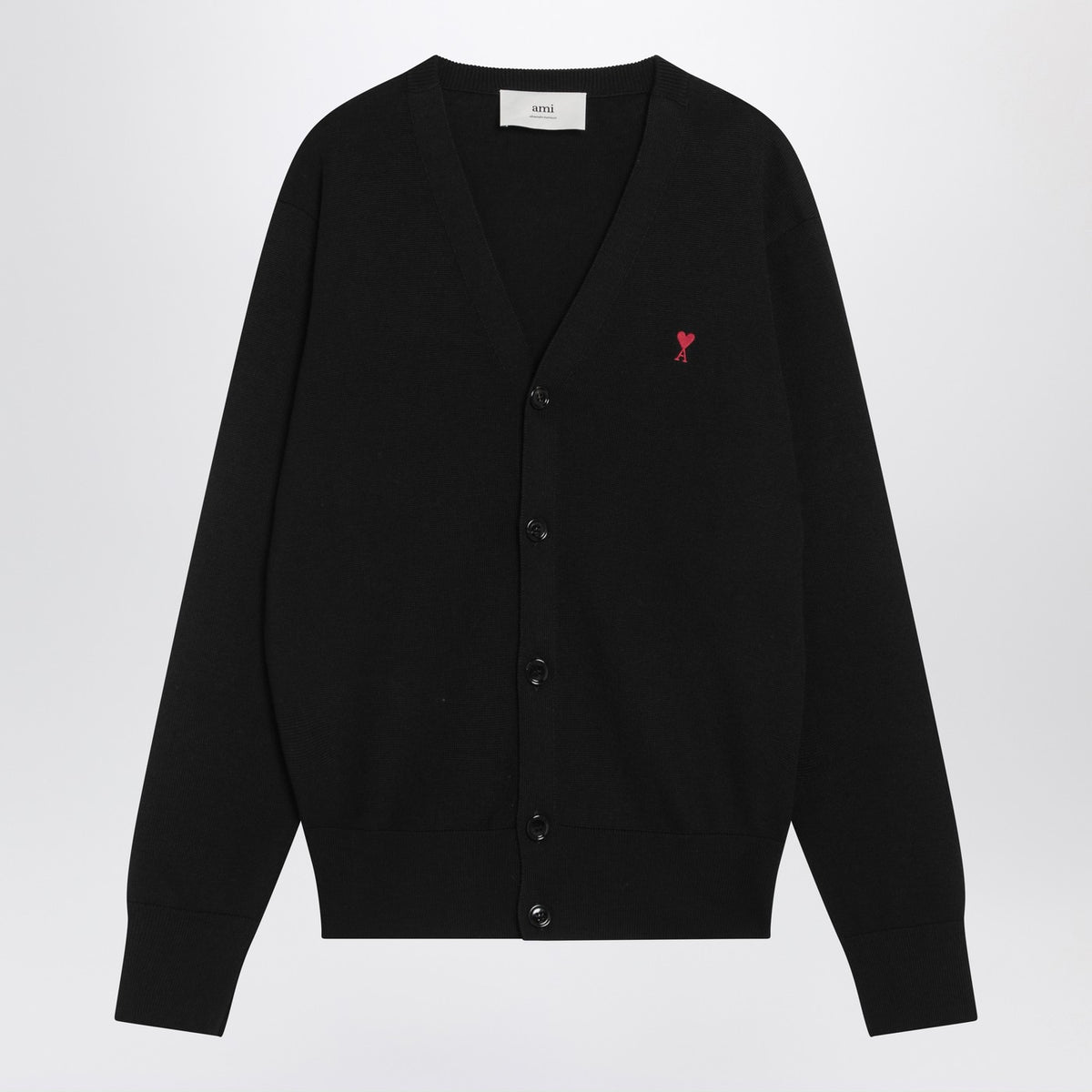 Ami Ami Paris Ami De Coeur Black Wool Cardigan - Image 2