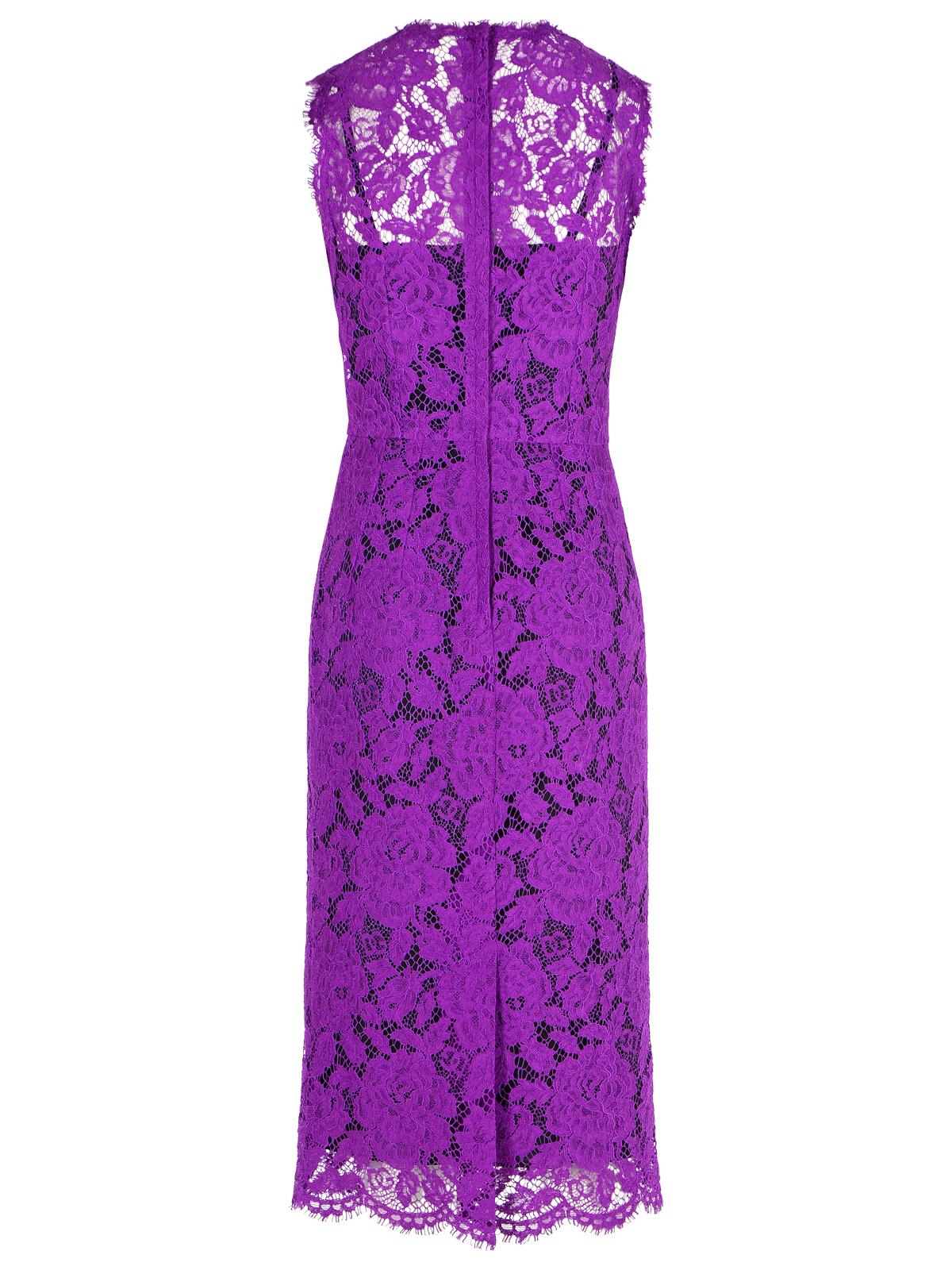 Dolce  Gabbana ドルチェ＆ガッバーナ「ロングエット」パープルストレッチレースドレス - Image 2