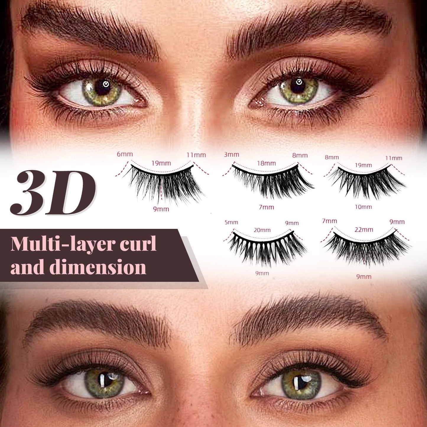 BOROLA 10 Pairs Cat Eye Half False Eyelashes, Fluffy Natural 3D Lash, Beautiful Design for Women Daily Makeup Cosplay Stage (Mix Style)