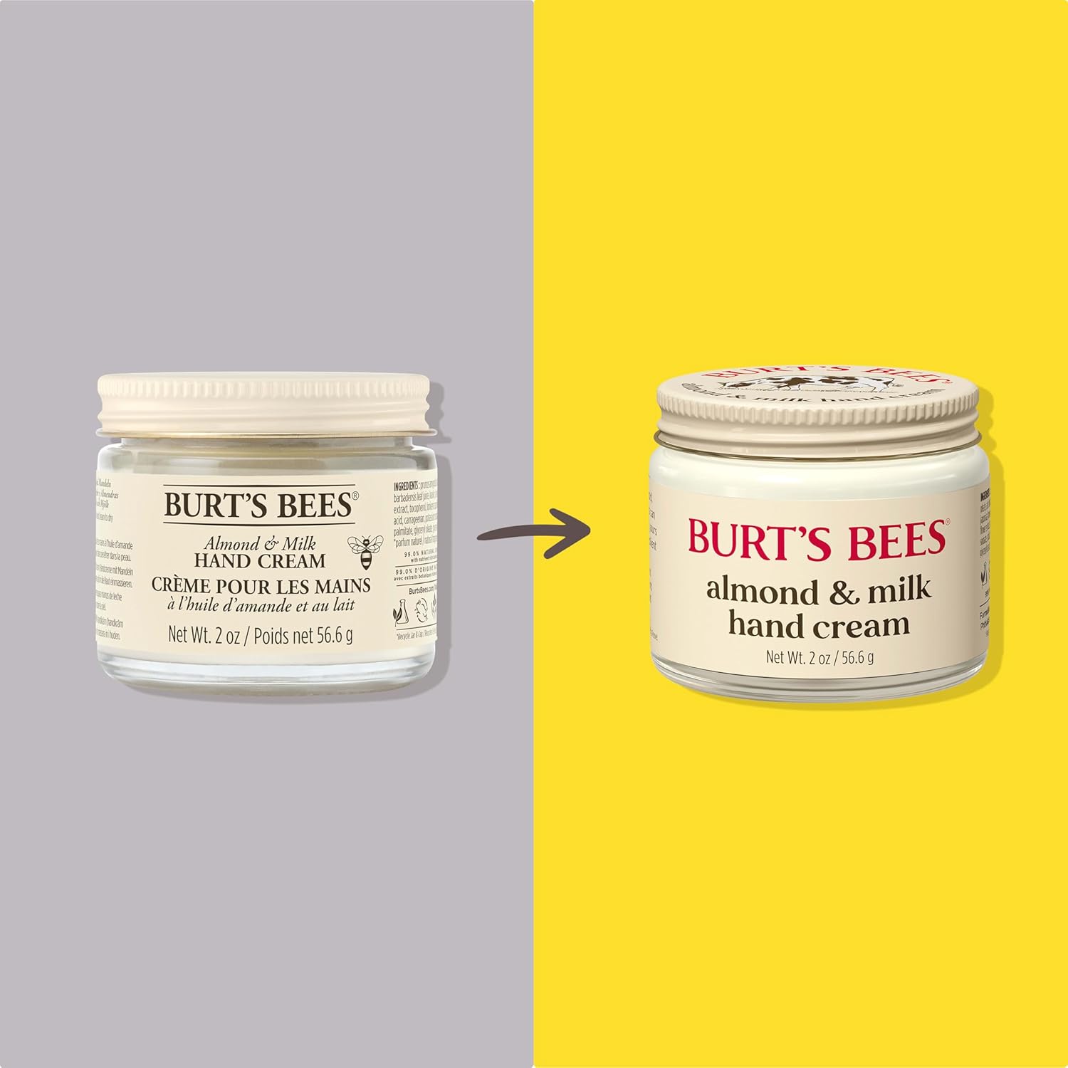 Burt's Bees Crema de manos de almendras y leche, 2 onzas