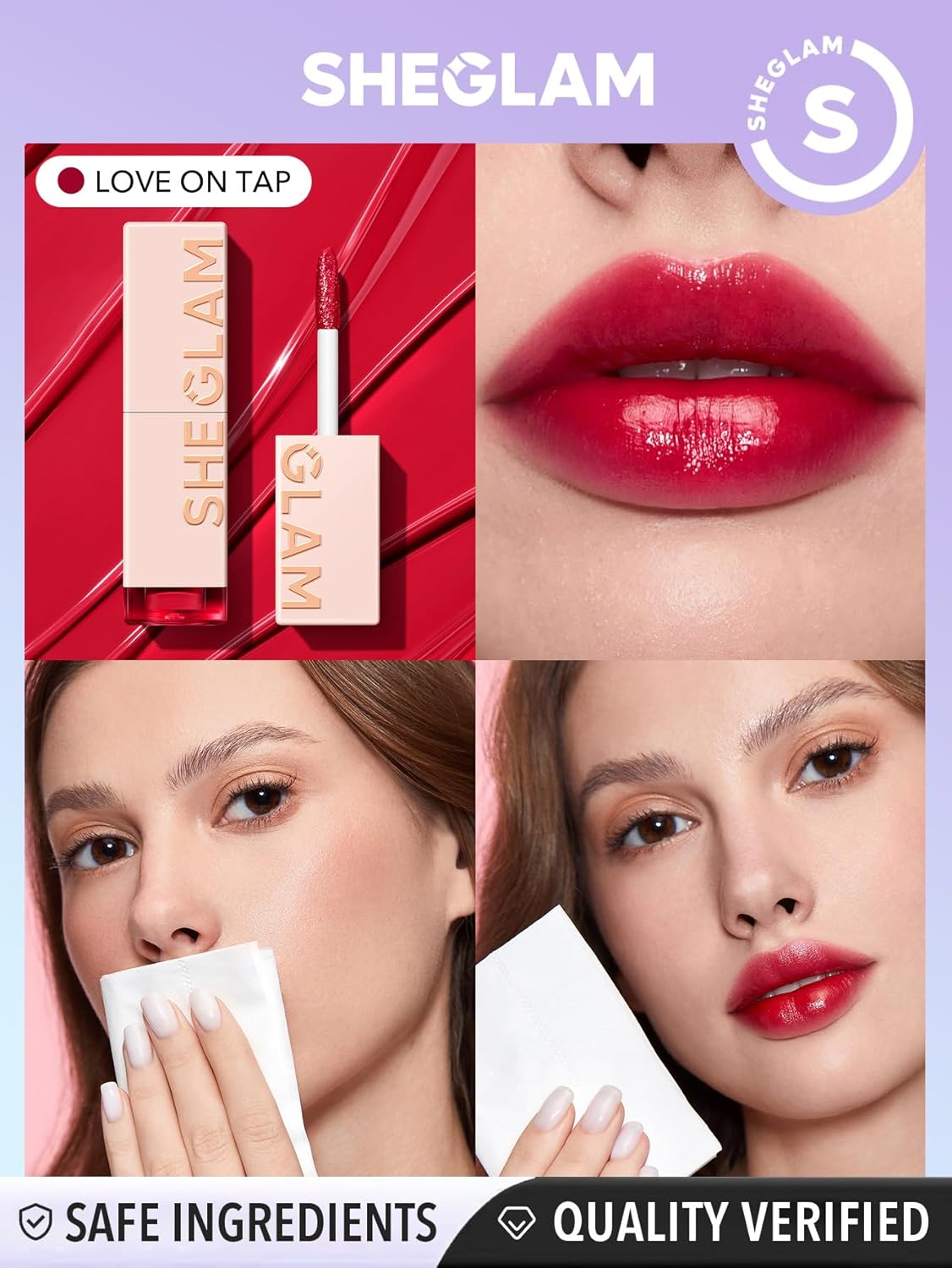 SHEGLAM Take Tips Color Change Lip Tint Moisturizing Lip Tint Lip Gloss Long Lasting Lip Gloss Non-Stick Lipstick