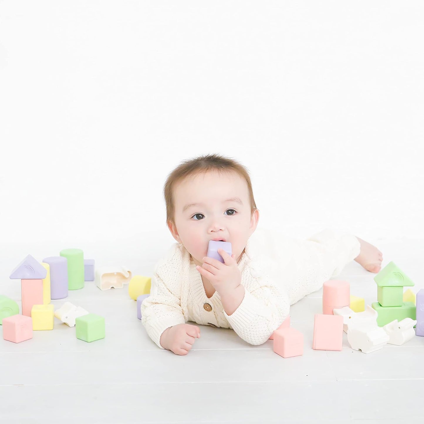 People KM-029 Mochi Animal Block Set, Assorted Colors, Completely Japanese-Made