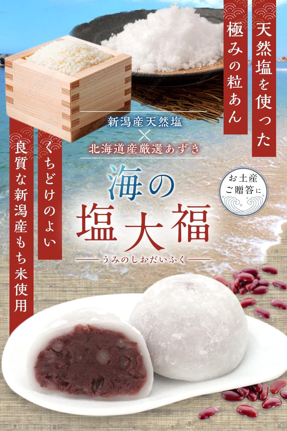 Daifuku Salt Daifuku Pack of 10 [Niigatama Kita Sasagawa Natural Salt] Granulated Daiifuku Mochi, Individually Packaged, Frozen
