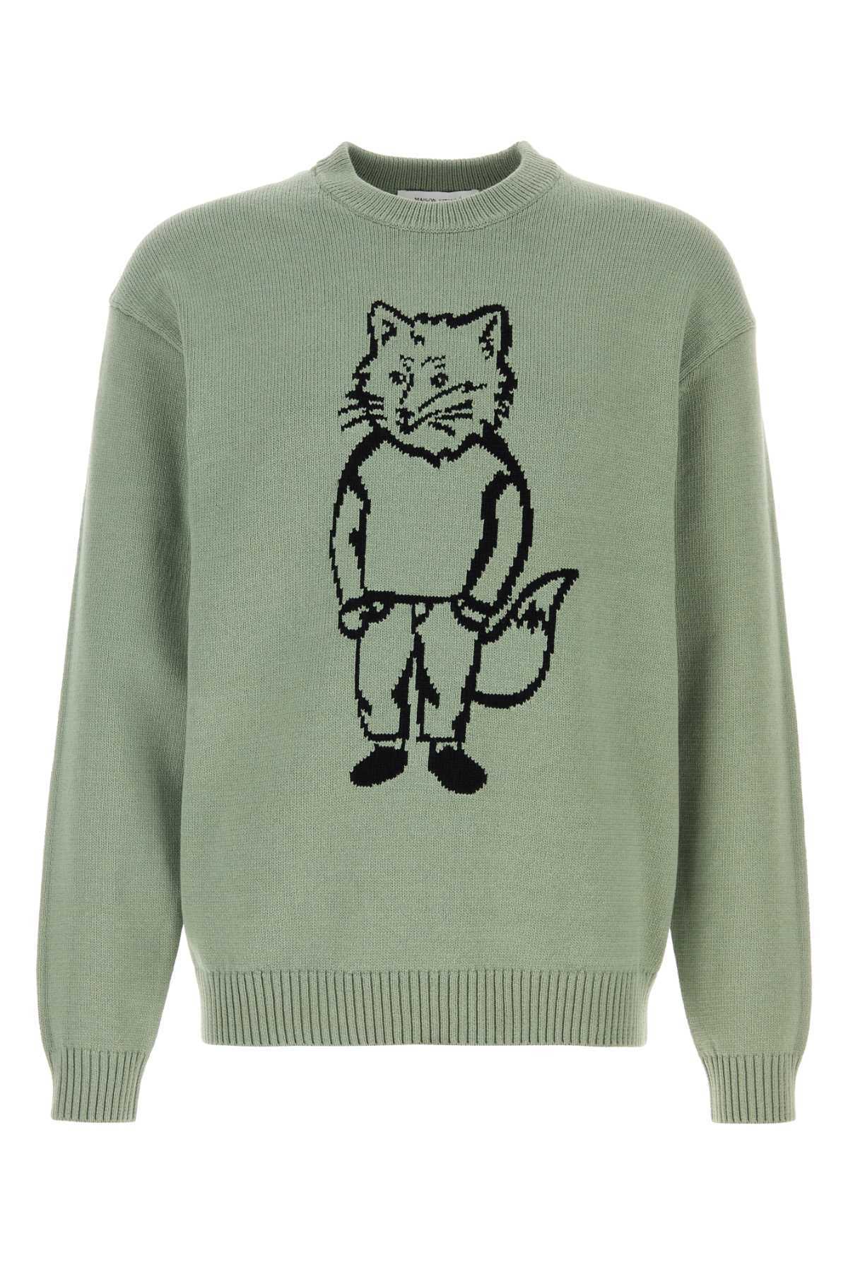 Maison メゾン キツネ ミント グリーン コットン ブレンド セーター - Image 2
