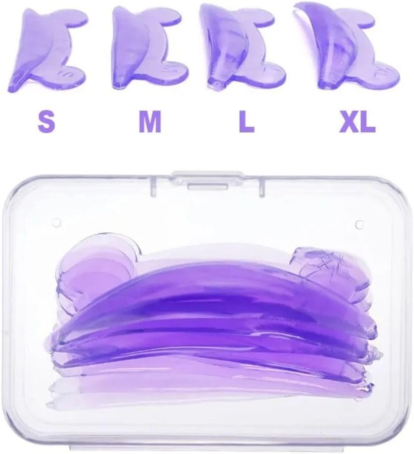 4 Pairs Purple Eyelash Extensions Silicone Pads Bear Shape Lash Lift Perm Pad 3D Eyelash Curler Accessories Makeup Beauty Tools