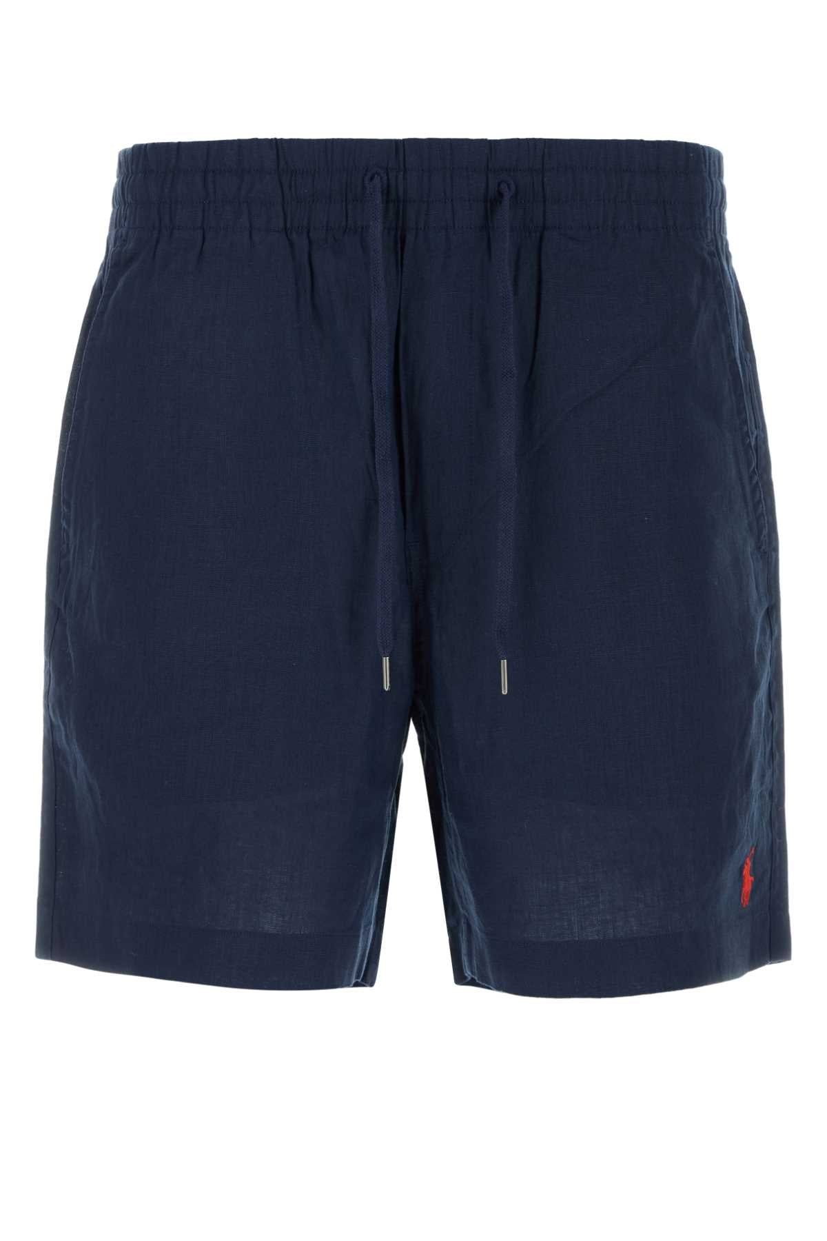 Polo ポロラルフローレンネイビーブルーリネンバミューダショーツ - Image 2
