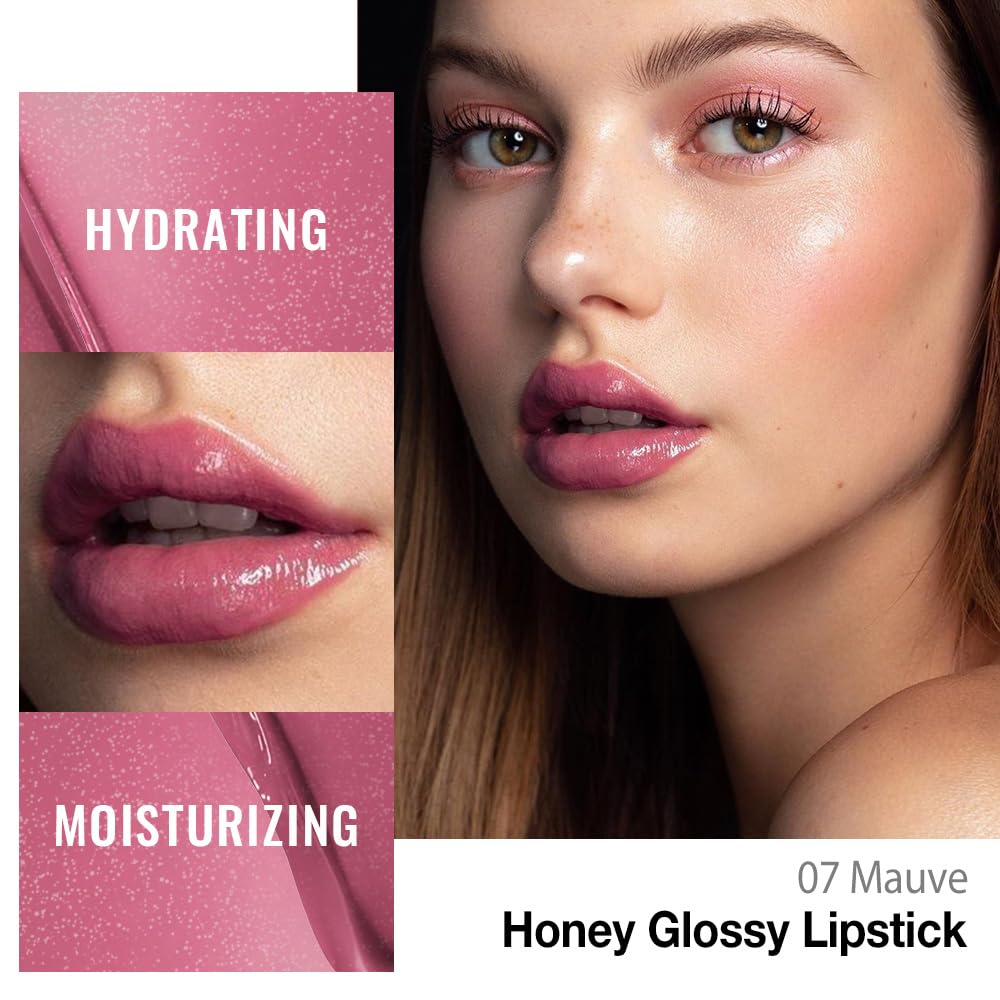 Kaely Lápiz Labial Tintado Bálsamo Labial de Mahoma Miel, Lápiz Labial de Brillo Hidratante para Labios Secos de Mujeres, Bálsamo Labial Nutritivo Brillante Lápiz Labial Tinta Maquillaje, Ligero