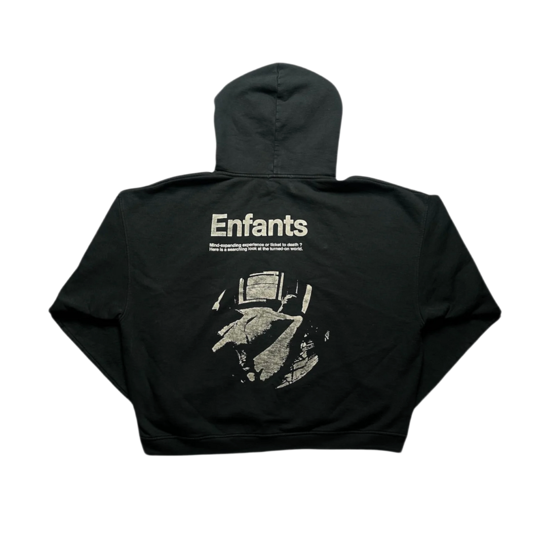 ENFANTS RICHES DÉPRIMÉS 'TICKET TO DEATH' CROPPED BLACK HOODIE