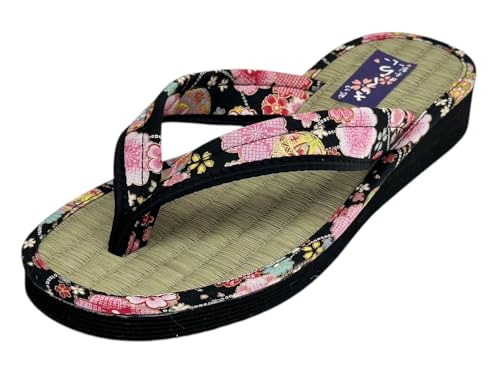 Daimyo Shokai Women's Thong Tatami Folding Sandals Japanese Pattern, Made in Japan