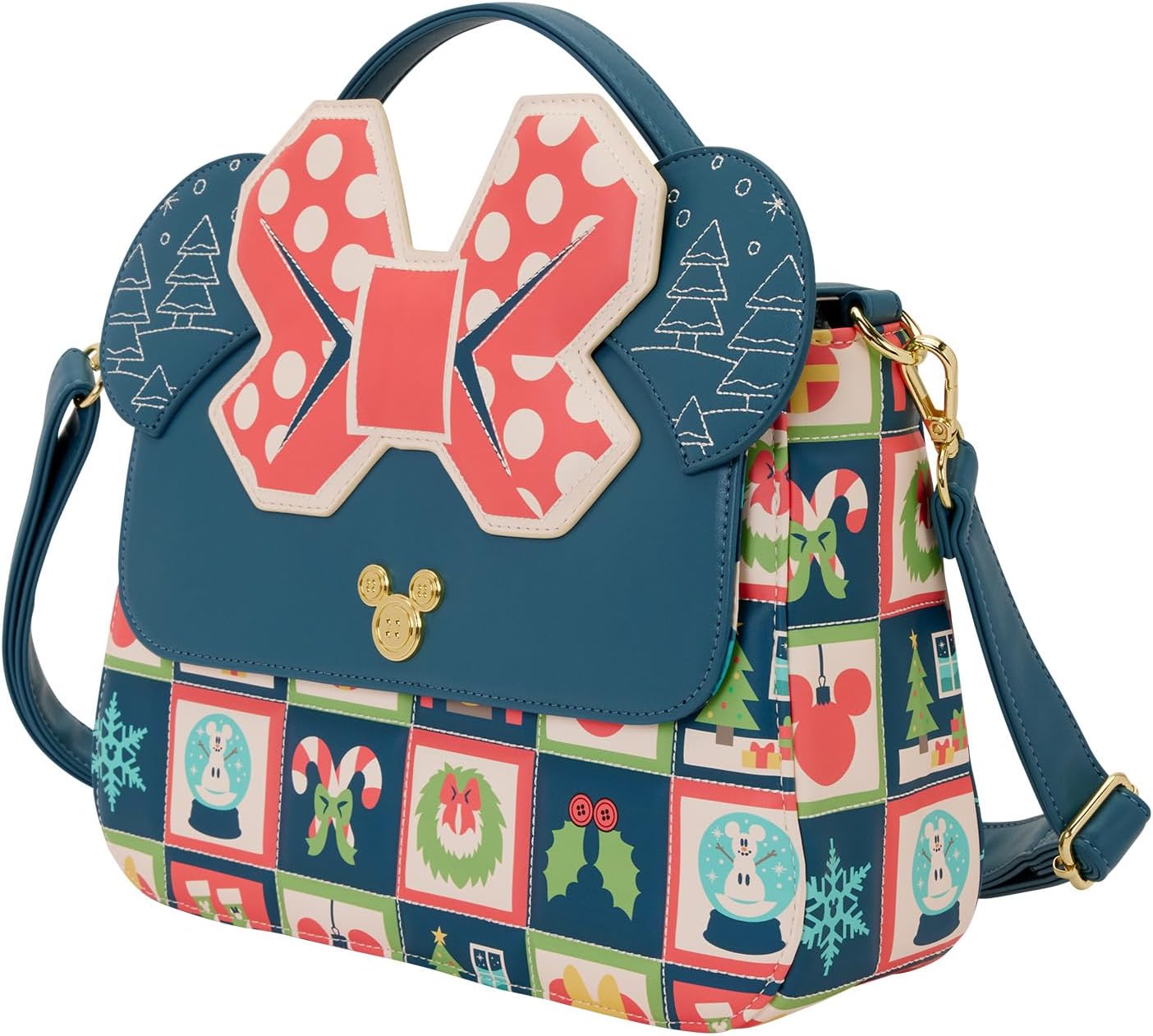 Loungefly Disney Mickey y Minnie Holiday Crossbody Bolsa