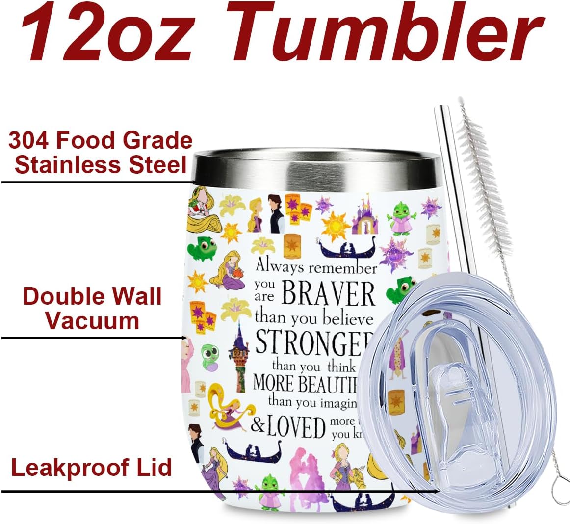 Vaso de vino mágico lindo, regalo de cumpleaños de Navidad con personajes inspirados para mujeres, mamá, regalos de aliento inspiradores mágicos, taza de café aislada de acero inoxidable de 12 onzas
