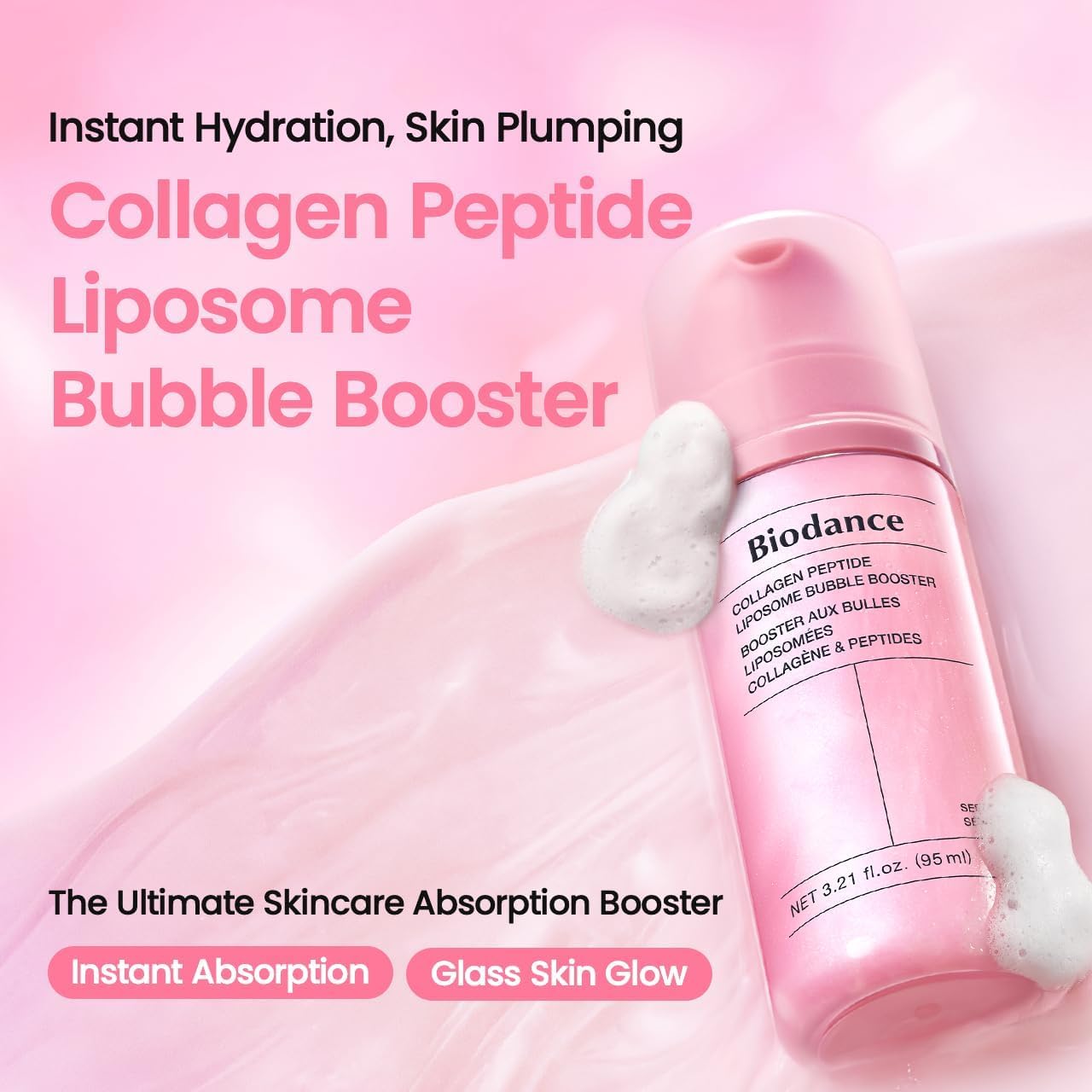 BIODANCE Péptido de colágeno Lipsome Bubble Booster, esencia de espuma de microburbujas para elasticidad y relleno, hidratación y preparación de la piel, cuidado coreano de la piel | 3.21 onzas