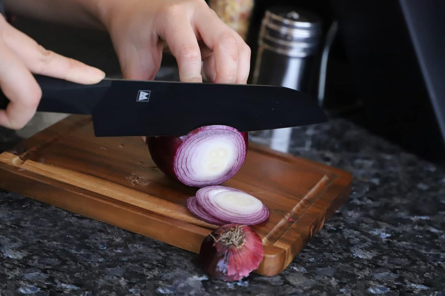 SATAKE Sangyo AB001 Knife, Biya Kitchen, Black, Santoku Knife, Made in Japan, 6.7 inches (17 cm) All-Purpose Knife