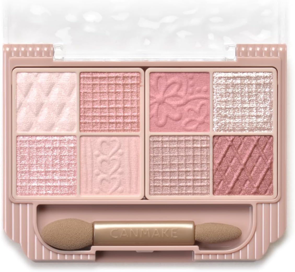 Canmake Petit Palette Eyes 03 Mignonne Ribbon, 0.07 oz (2.0 g), Eye Shadow Palette with Tips, Pink