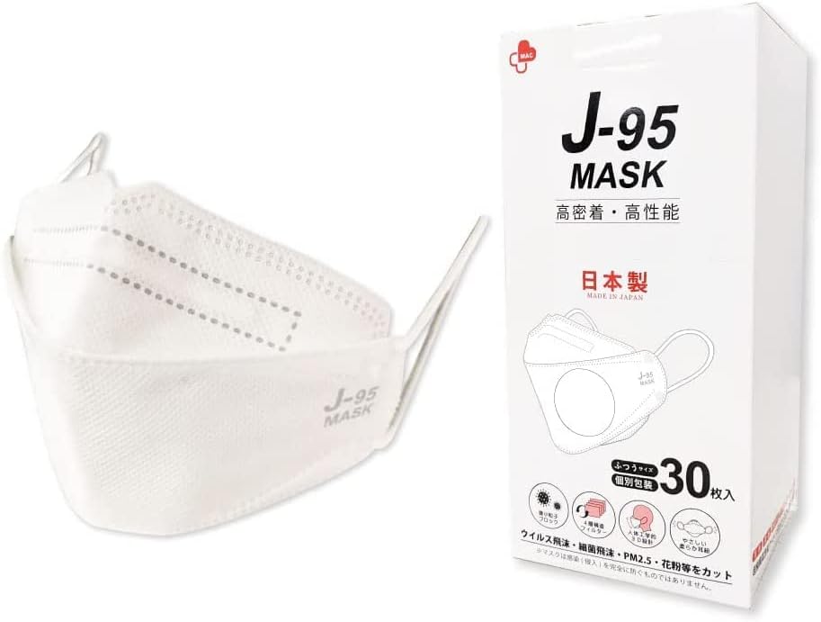Kyoto Muromachi st. JIS Standard Mask, j95, Made in Japan, Genuine Product, 30 Sheets + 1 Sheet (31 Pieces), 4 Layer Construction, Medical Level Class 3, Non-woven Fabric, Surgical Mask, 3D, Color
