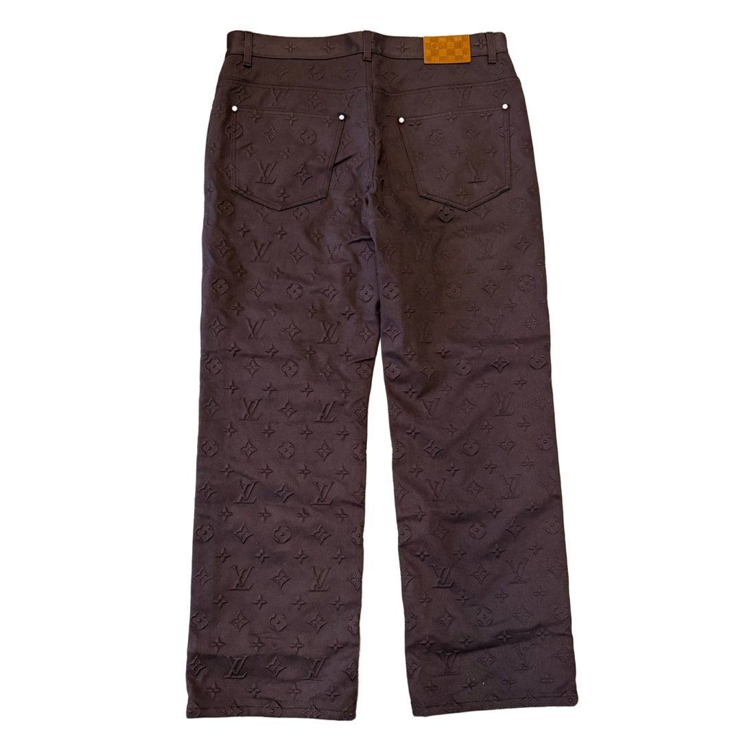 LOUIS VUITTON 'ALL OVER LOGO' BROWN JEANS