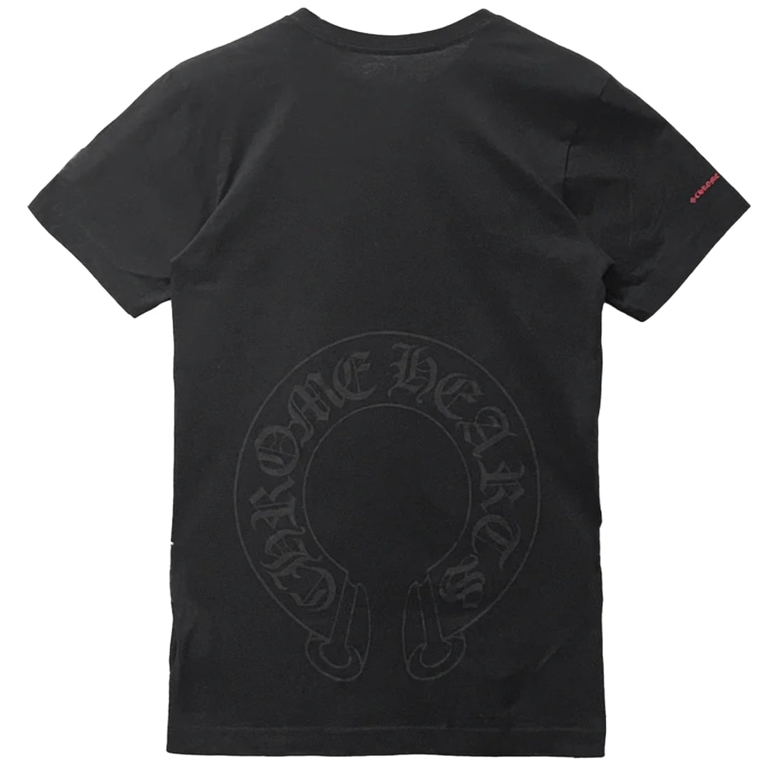 CHROME HEARTS 'RED SCROLL LOGO' BLACK POCKET TEE