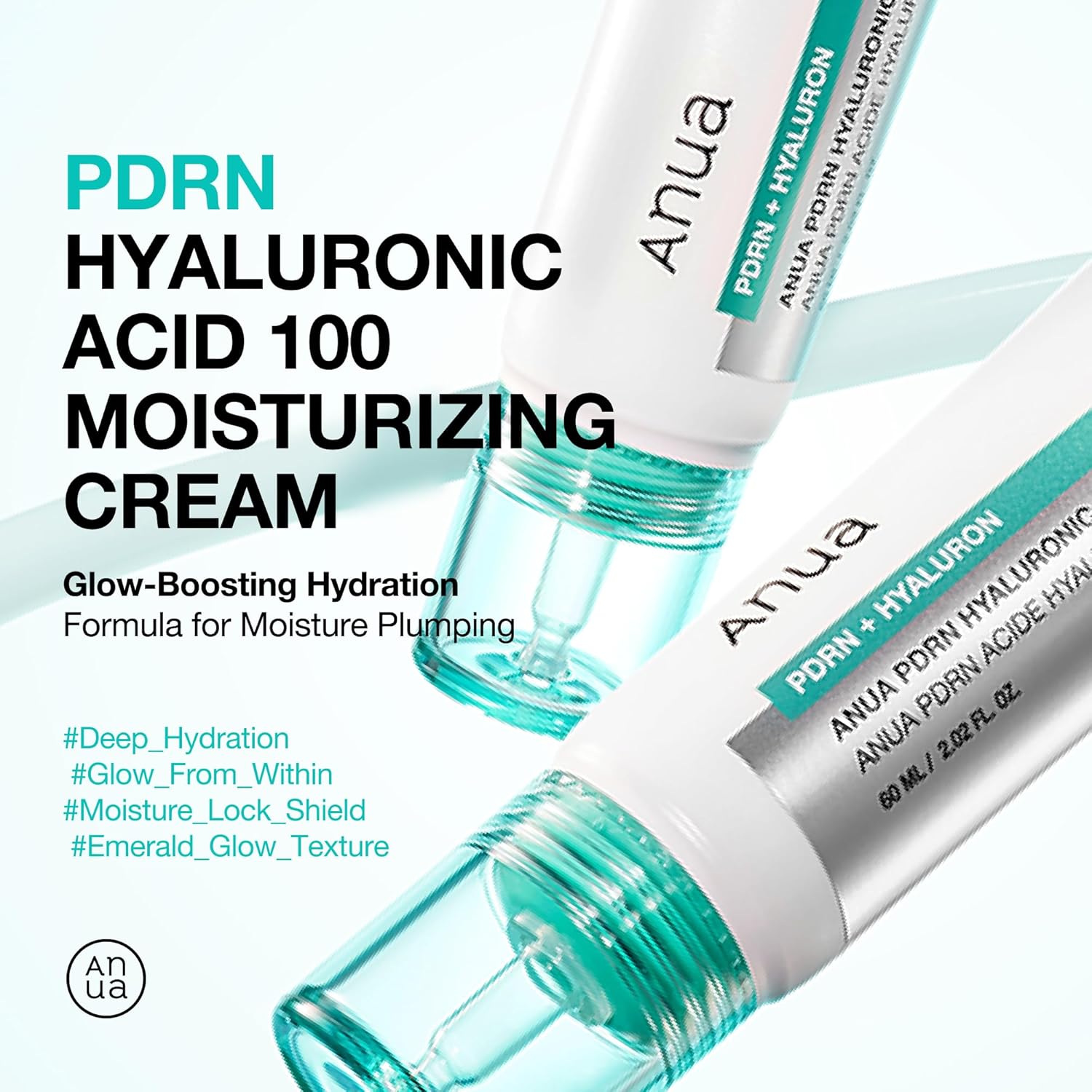 ANUA PDRN Hyaluronic Acid 100 Moisturizing Cream, 2.1 fl oz (60 ml), Moisture Light, Moisturizing, Lustrous Skin, Dry Skin, Mixed Skin, PDRN Hyaluronic Acid Moisture Cream, Korean Cosmetics, Skin Care