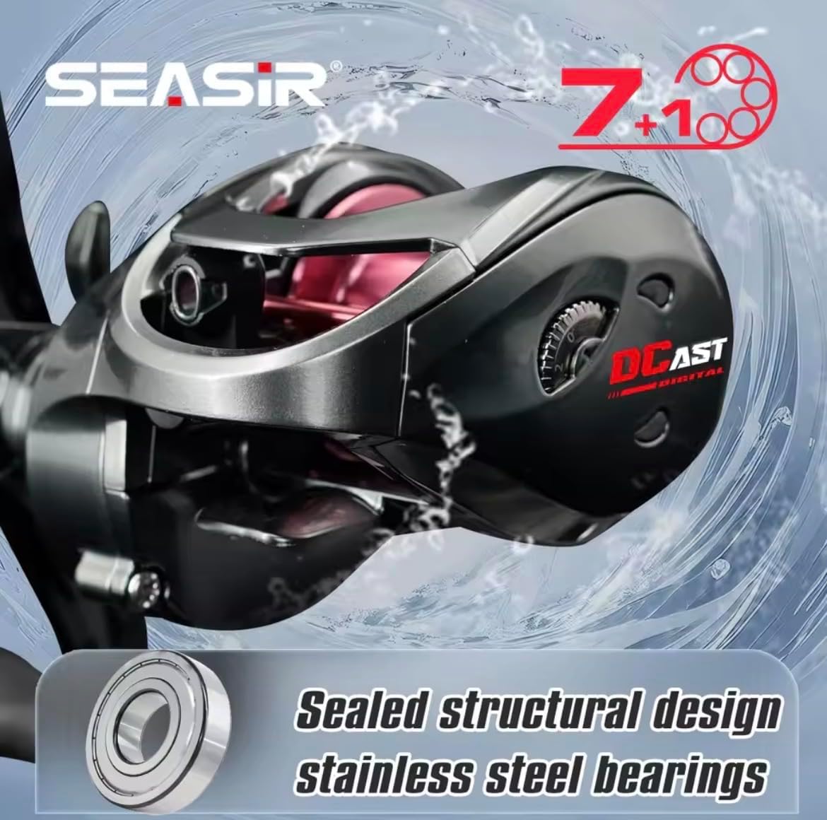 SEASIR DCAST Chinese DC Bait Reel, Versatile, Far Throw, DC Brake, Electronic Control, Waterproof, Salt Compatible, Bass Fishing, Chinning, DCAST