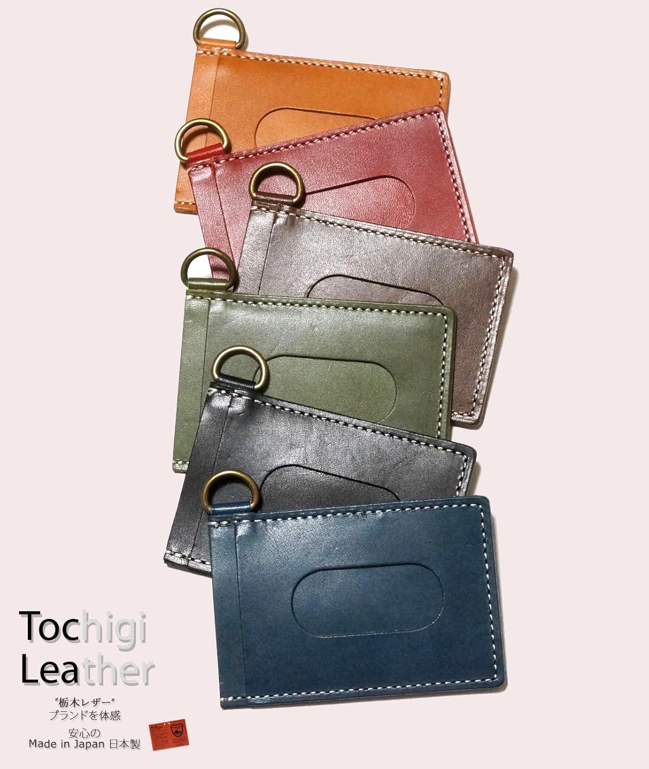 TOCHIGI LEATHER Pass Case, Commuter Pass Case, Tochigi Leather, Natural Leather Specifications, Slime Leather, Made in Japan, navy