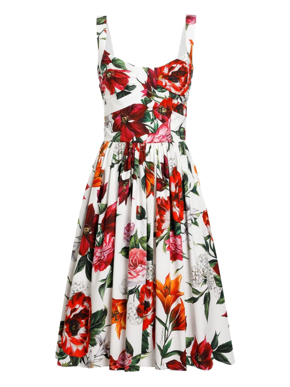 Dolce  Gabbana ドルチェ＆ガッバーナアネモニプリントコットンミディドレス - Image 2