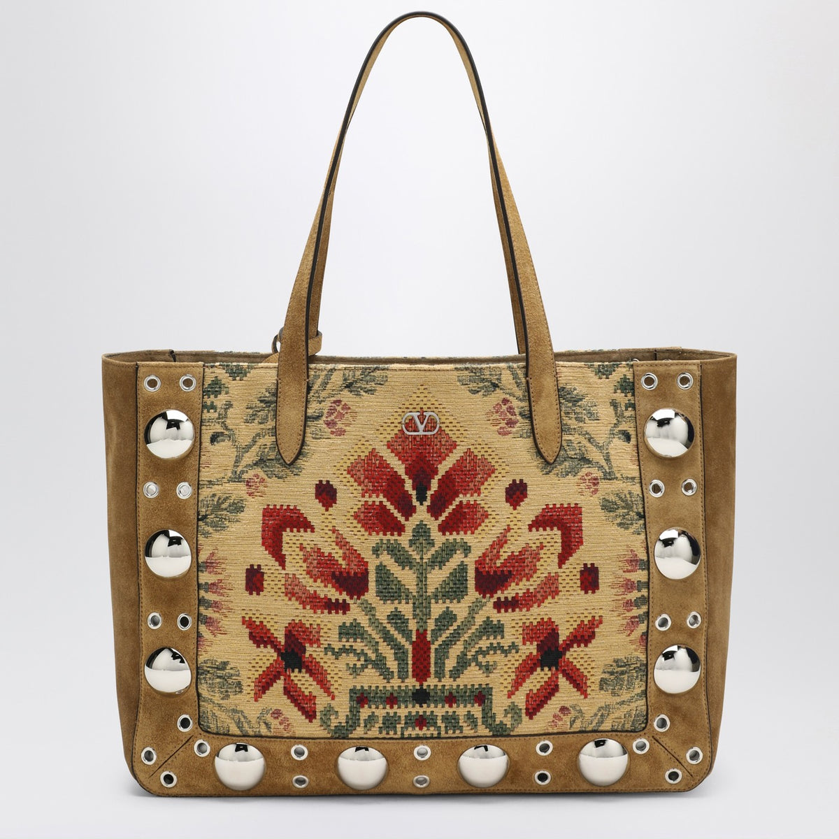 Valentino ヴァレンティーノガラヴァニミディアムトートバッグネルコートジャックアードファブリック - Image 2