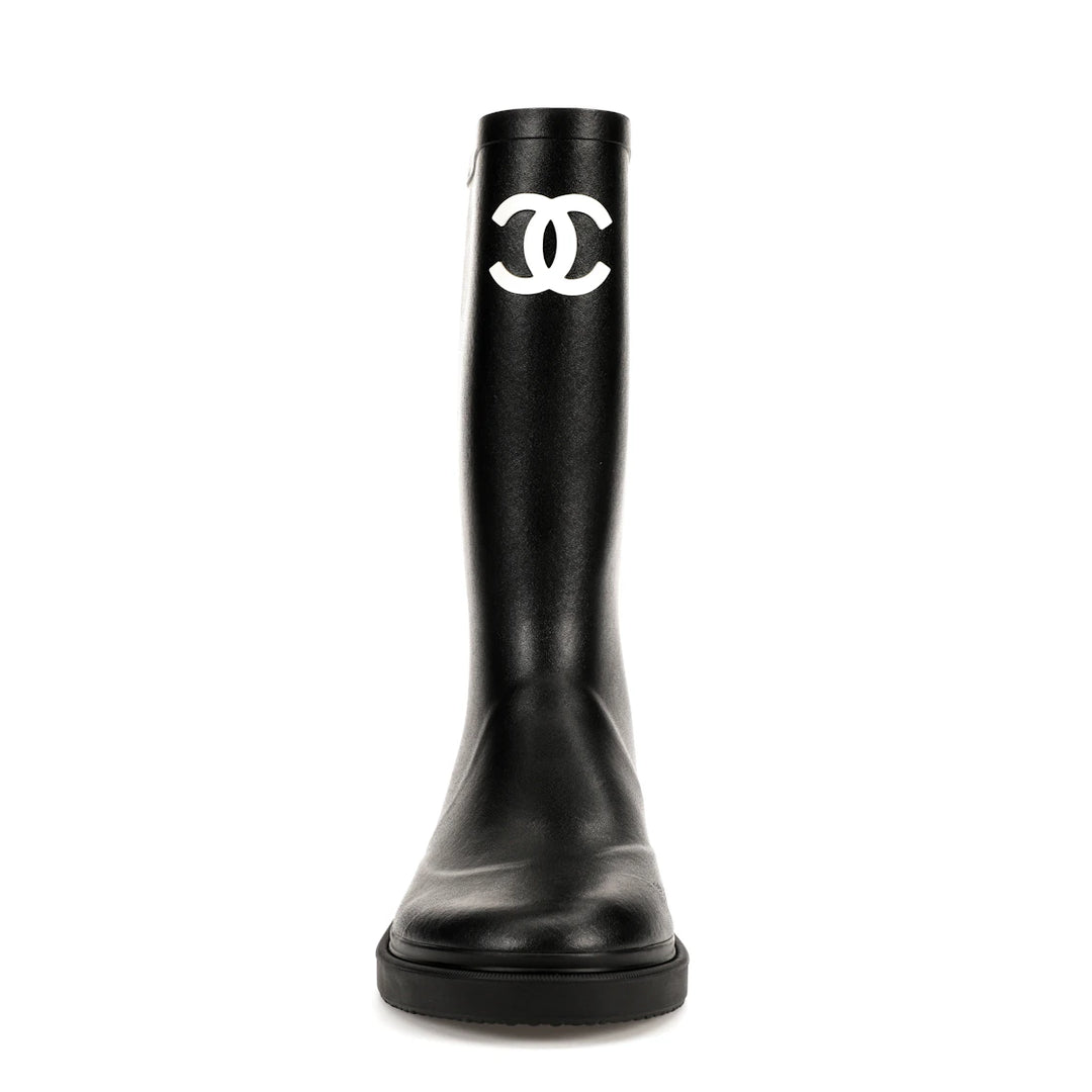 CHANEL RUBBER RAIN BOOTS BLACK