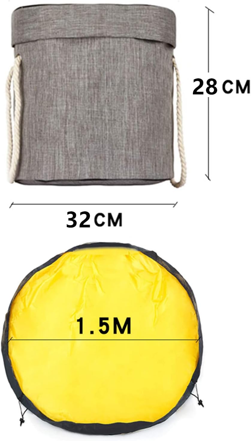 Samcos Toy Storage Bag, Children's Play Mat, Foldable, Toy Storage Bag, Large Capacity, 59.1 inches (150 cm), Storage Basket with Lid, Baby Shower, Birthday Gift, Easy Cleanup, Storage Supplies (Gray)