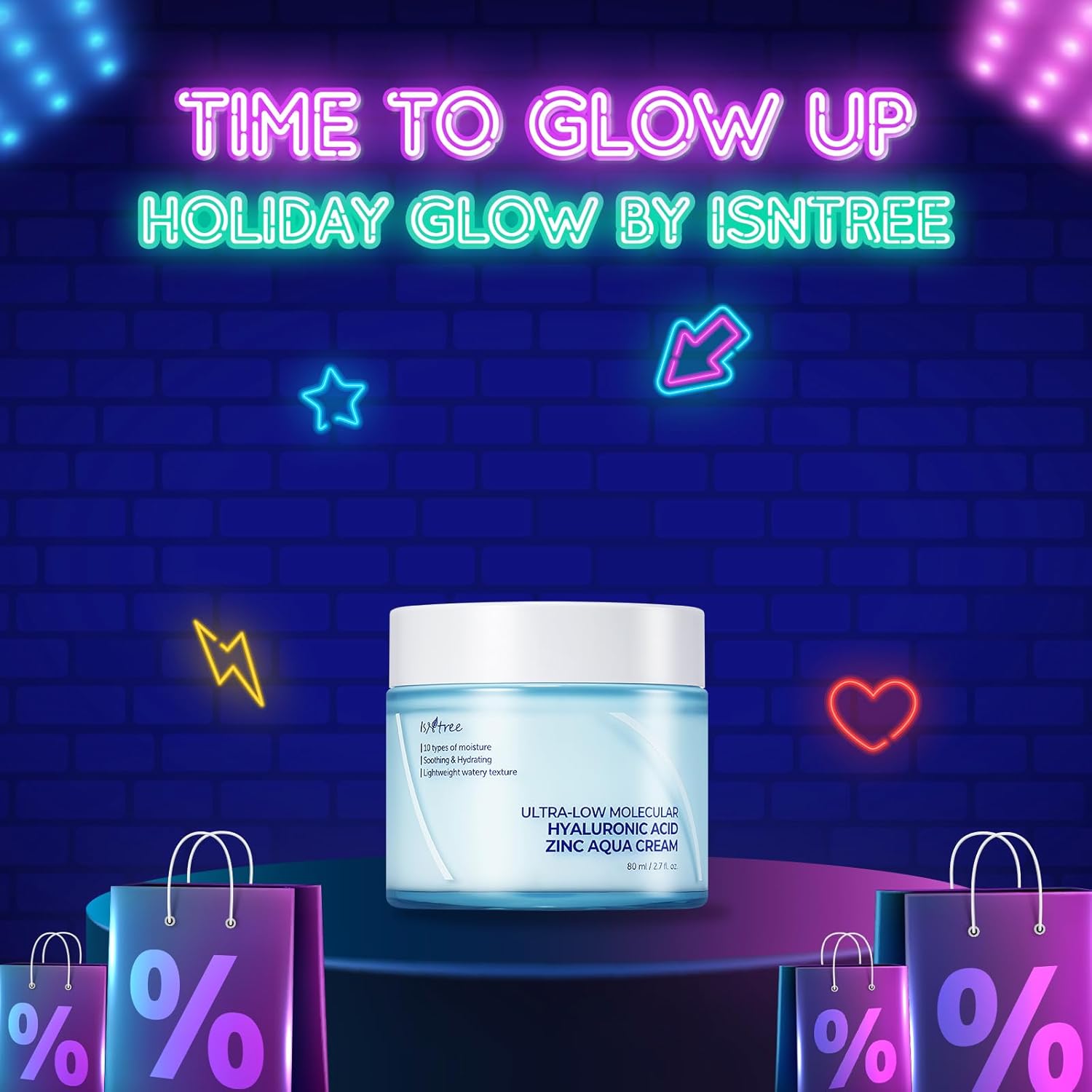ISNTREE Izentree Ultra Low Molecular Hyaluronic Acid Zinc Moisture Cream 2.8 fl oz (80 ml) / Inner Dry Skin Moisturizing