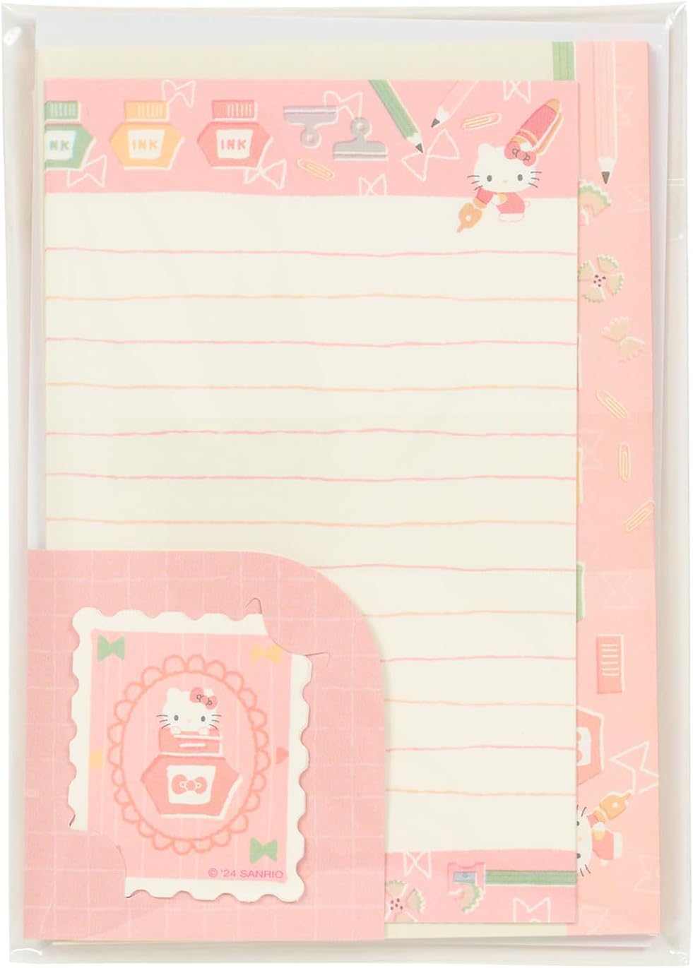 Sanrio 340871 Hello Kitty Kitty Letter Set, 8 Piece Toilet Pin, Includes Envelopes, Sealing Seal Included