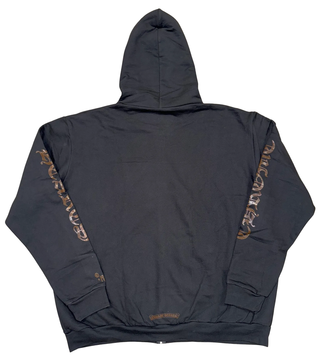 CHROME HEARTS 'BROWN GLITTER' 1988 BLACK ZIP UP HOODIE