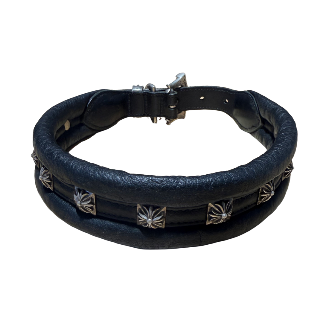 CHROME HEARTS 'BLACK' STUDDED LEATHER DOG COLLAR