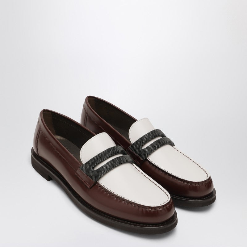 Brunello Cucinelli Brown/White Loafersが貴重なクランプ - Image 2
